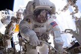 NASA astronaut Peggy Whitson performs a spacewalk aboard the International Space Station.