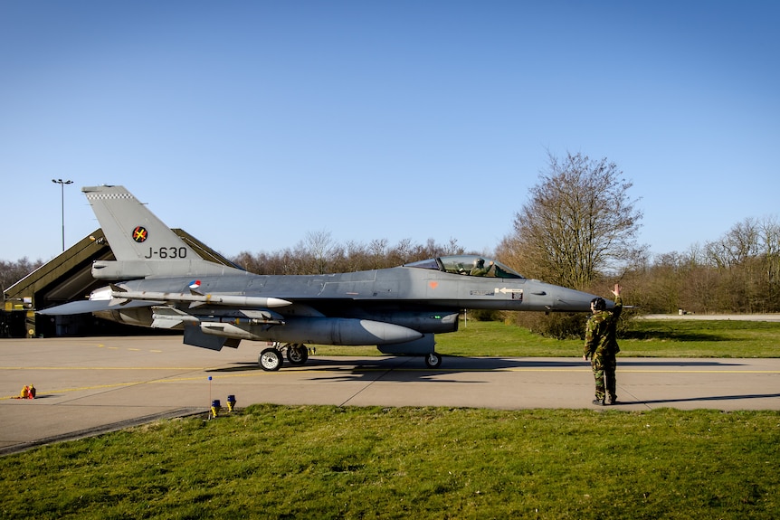 View of a fighter jet. 