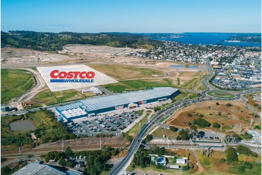 An aerial view of the site showing Boolaroo and Lake Macquarie in the background