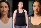 Composite of three gymnasts, Kirsty-Leigh Brown, Mary-Anne Monckton, and Emily Little.
