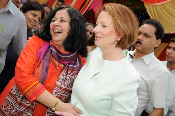 Asha founder Kiran Martin and former prime minister Julia Gillard