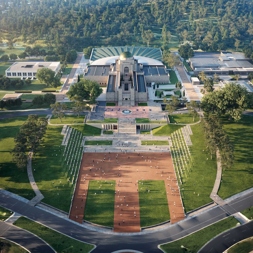 Aerial shot of the Australian War Memorial