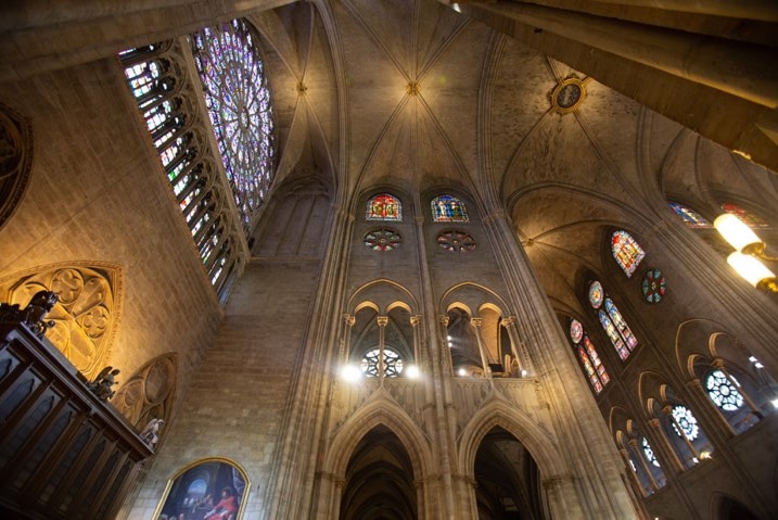 The ceiling of Notre Dame cathedral.