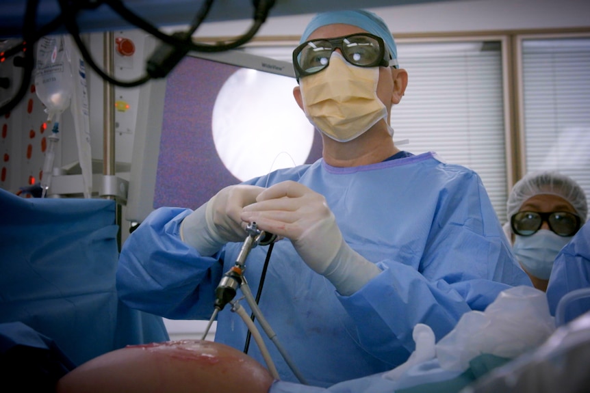 Obstetrician Glenn Gardener operating at Mater Mothers' Hospital Brisbane.