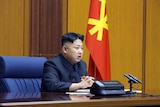 North Korean leader Kim Jong-Un speaking at an 'historic' military meeting