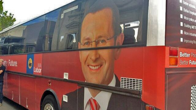 Mark McGowan election rally bus