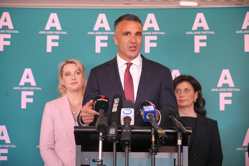 An image of South Australia Premier Peter Malinauskas speaking.