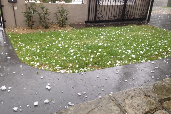 hail in front yard of faulconbridge home