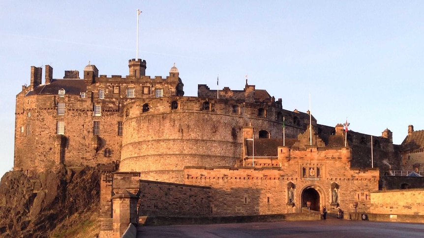 Edinburgh castle in Scotland on a sunny afternoon.