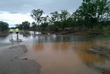 Flooded section of Stuart Highway near Dunmarra