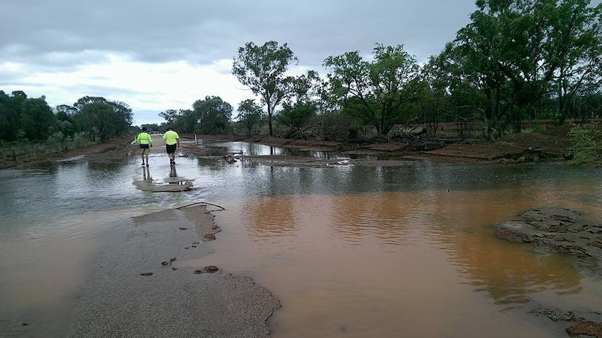 Flooded section of Stuart Highway near Dunmarra