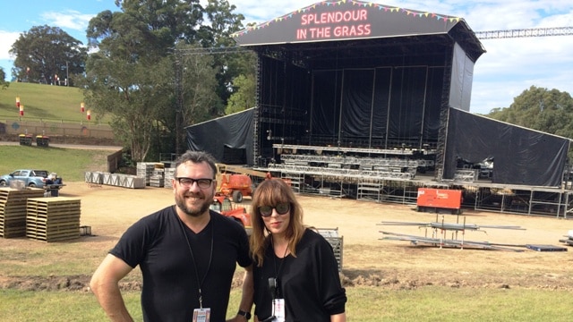 Splendour in the Grass producers stand in front of the main stage
