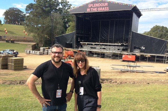 Splendour in the Grass producers stand in front of the main stage