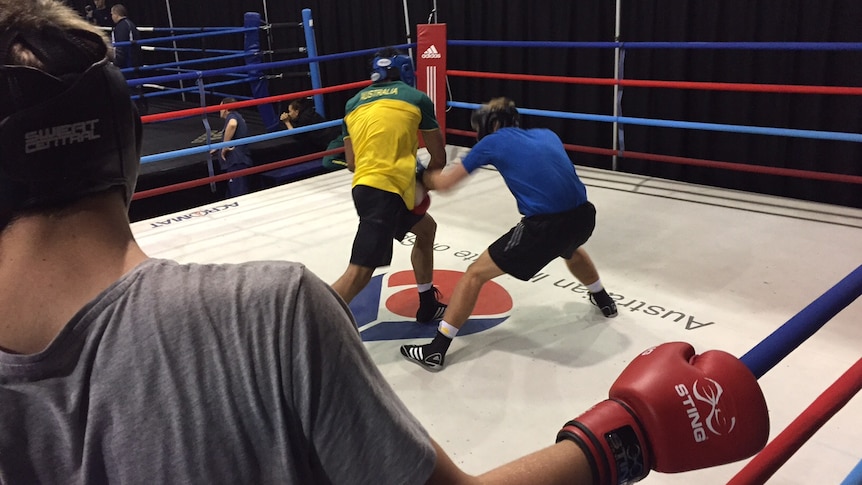 Australian and North Irish boxers train together at the AIS in Canberra in the lead up to the Youth Commonwealth Games