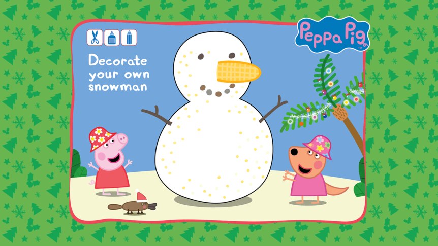 Peppa Pig colour sheet to decorate a snowman