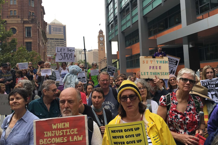 Protesters rally outside the Department of Immigration in Sydney