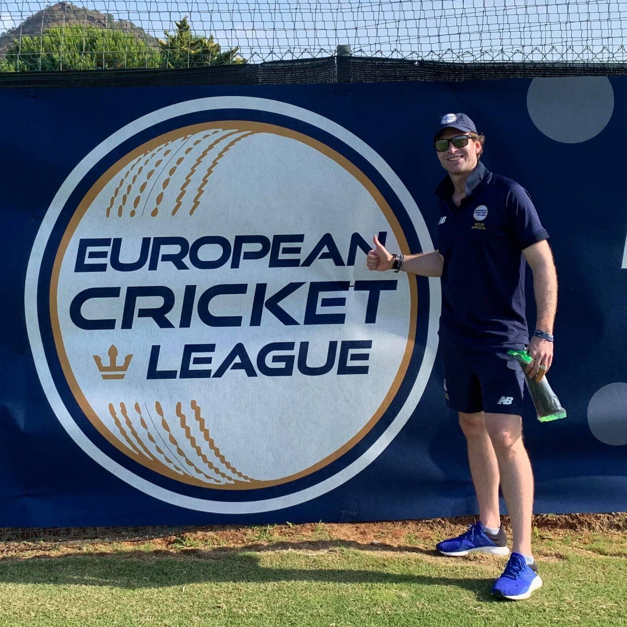 Daniel Weston with European Cricket sign