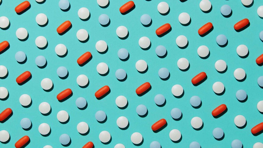 an array of pills arranged in a pattern