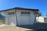 Three closed roller doors at the entrance to Walgett Memorial Pool 