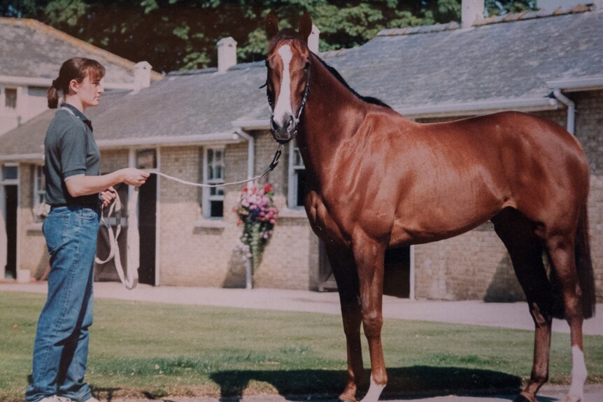 Sarah Denniff with Crimplene in New Market in 2002.