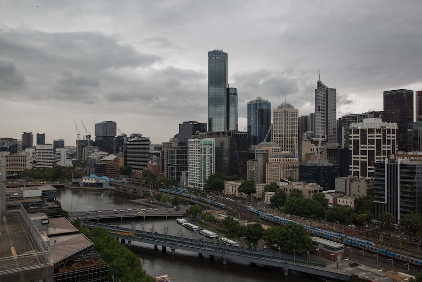 Stormy skies over the Yarra River in Melbourne.