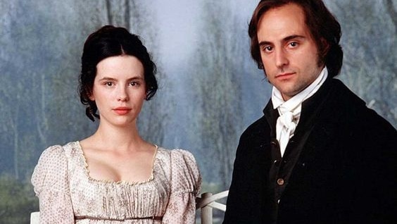 Kate Beckinsale and Mark Strong as Emma and Mr Knightly in the 1996 ITV adaptation of the novel.