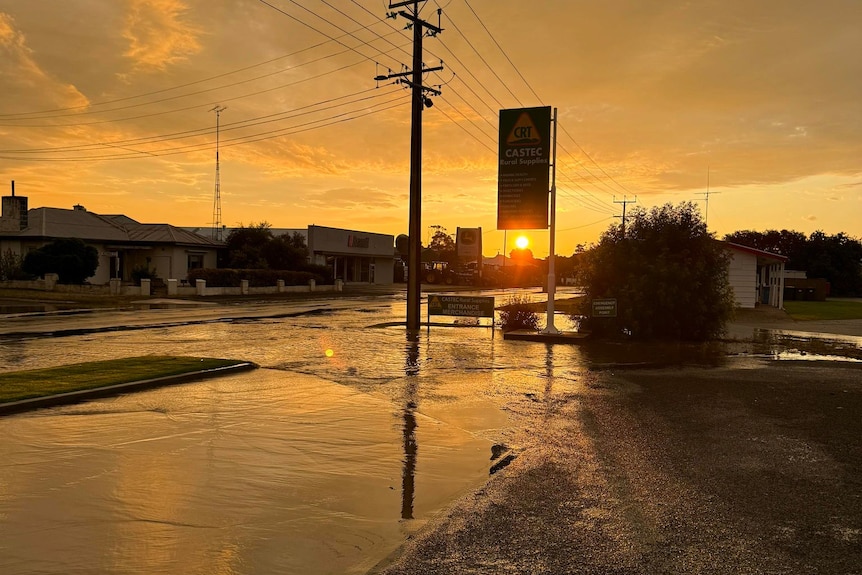 A flooded street in Naracoorte.