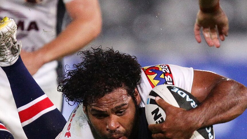 Sam Thaiday tramples Tom Symonds in the Broncos' big win.