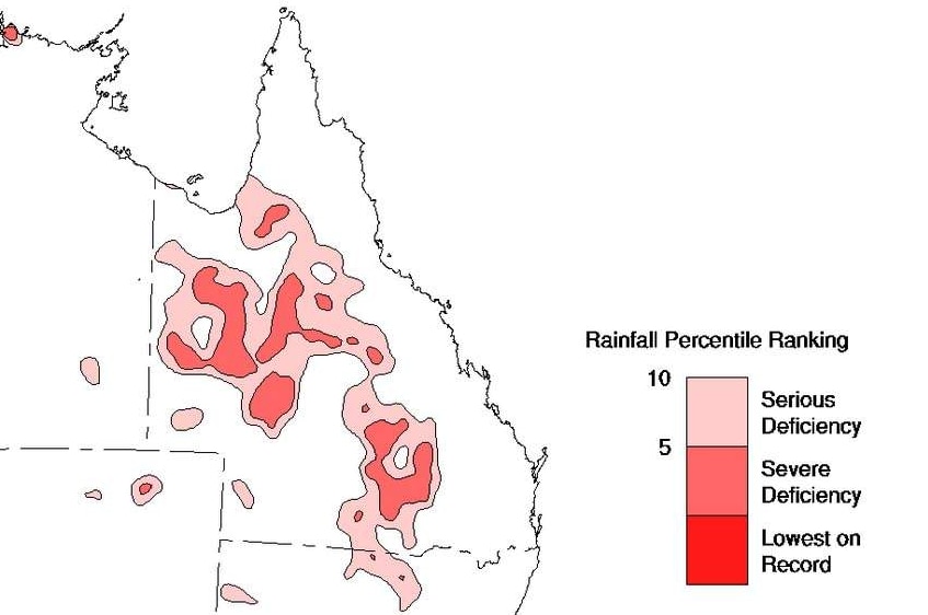 Weather bureau map of rain deficiencies