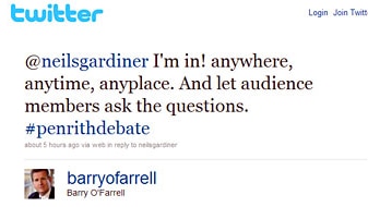Barry O'Farrell's twitter page
