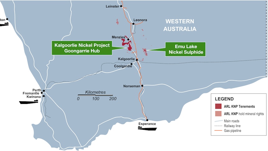 A map of a proposed mining operation in WA's Goldfields.  