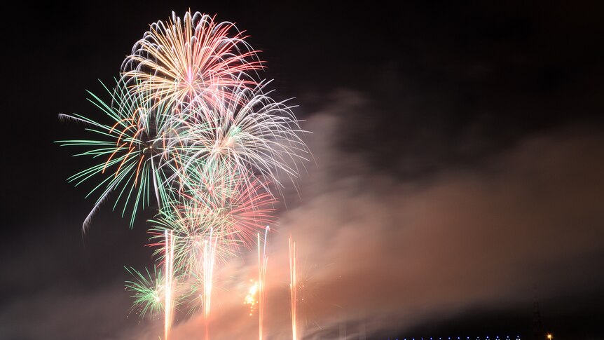 Fireworks explode above Docklands in Melbourne