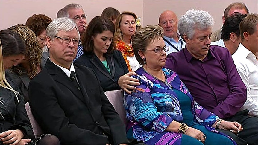 Michael Chamberlain sits next to Lindy Chamberlain-Creighton and her husband Rick Creighton.