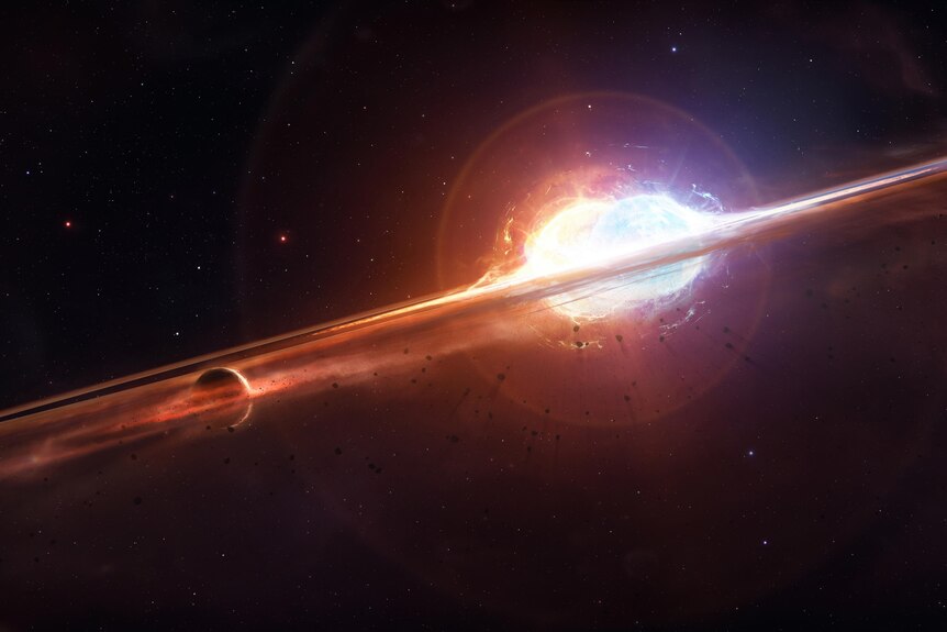 Artist impression of a violent merger between two stars 