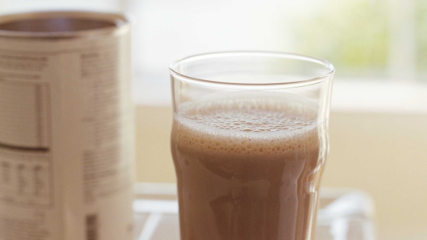 A chocolate powdered meal replacement shake.