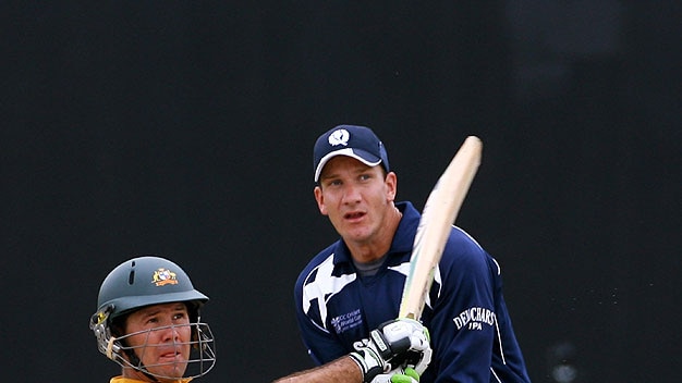 Century ... Ricky Ponting hits out against Scotland