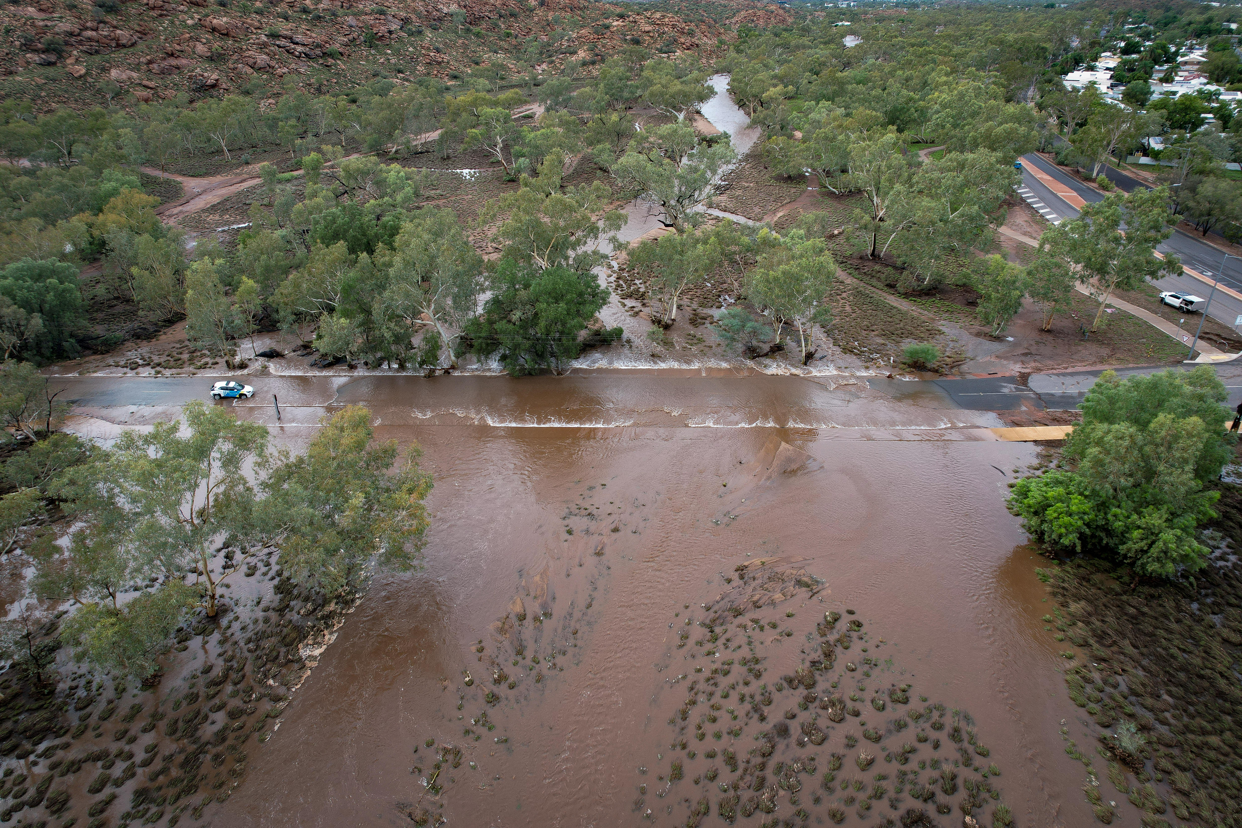 Cars underwater, trees torn down — Alice Springs flooding in pictures