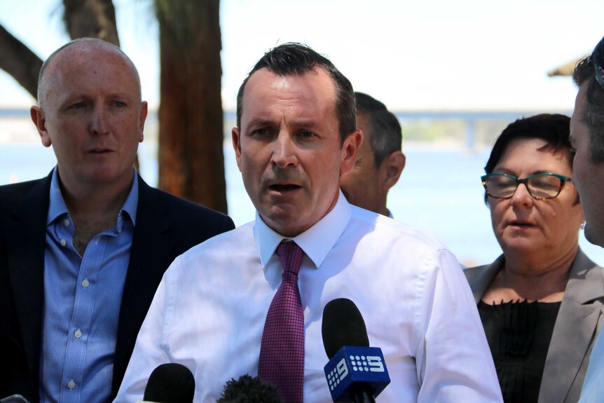 WA Labor leader Mark McGowan stands with members of his cabinet.