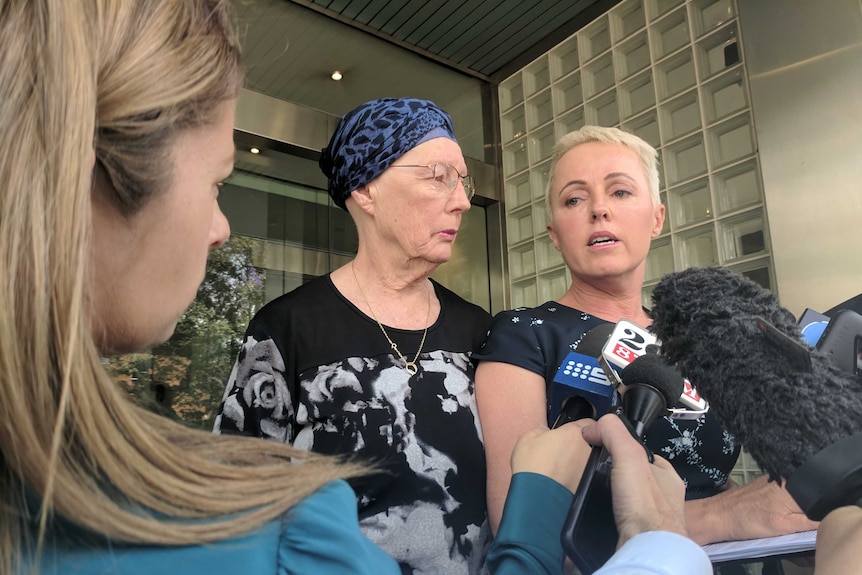 Deborah Bryant talking to the media outside the NSW Coroner's Court