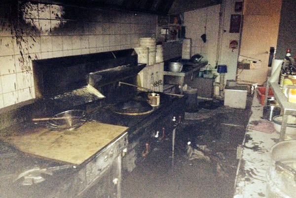 Kitchen of restaurant where fire started at Melbourne shopping centre