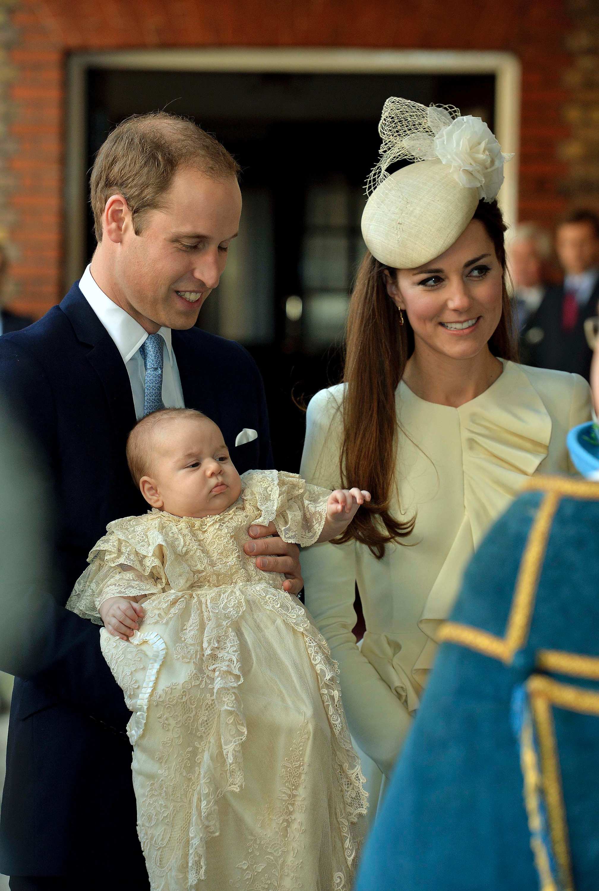 Prince William, Catherine and Prince George arrive at christening