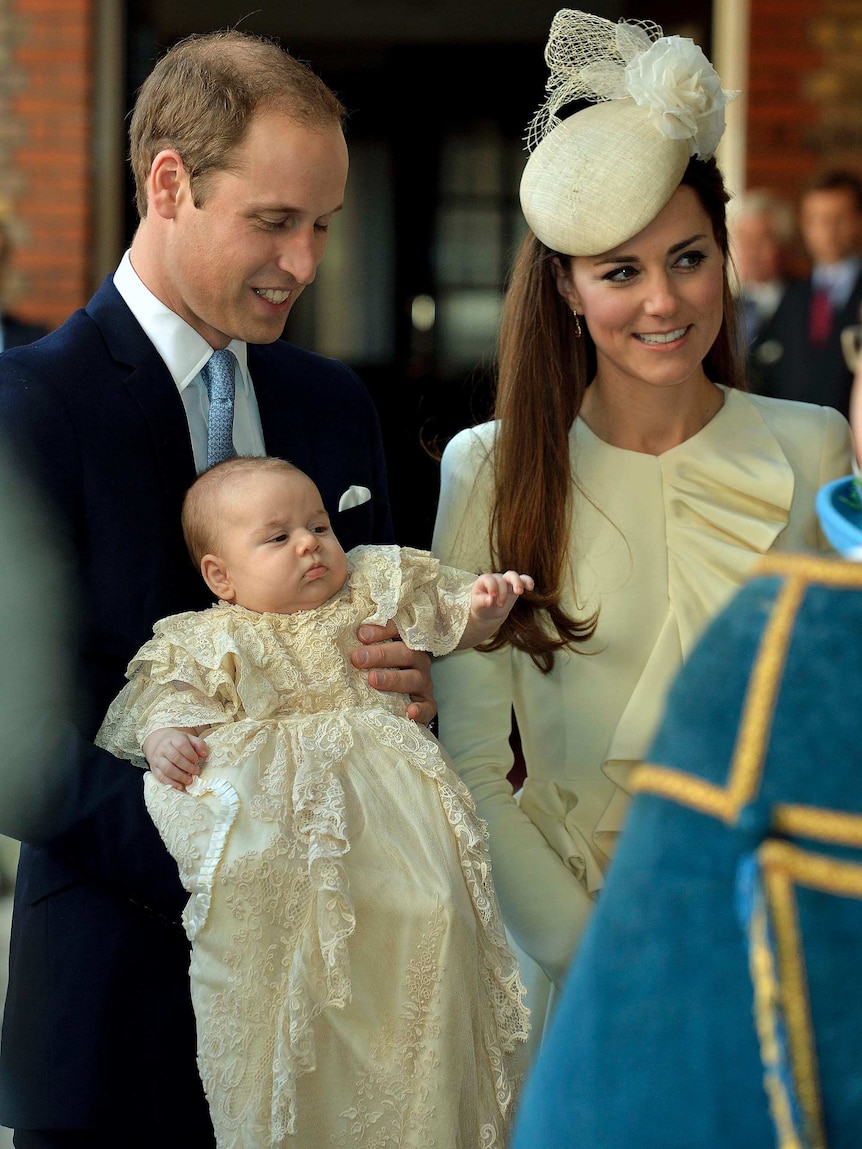Prince William, Catherine and Prince George arrive at christening