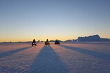 Expeditioners training in final light at Davis Station