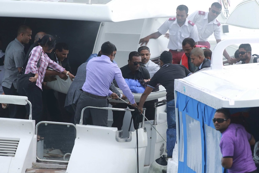 Injured carried off Maldives president's speed boat