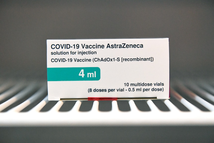 A vaccine packet on a shelf