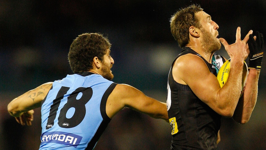 Tall forward Jay Schulz was one of the keys in Port Adelaide's win over the Blues.