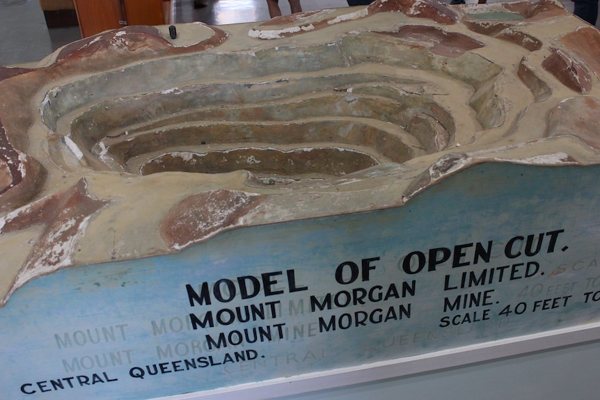 A model of the old Mount Morgan gold mine's open cut pit