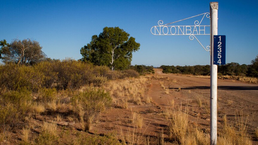 Sigh on dirt road identifying property