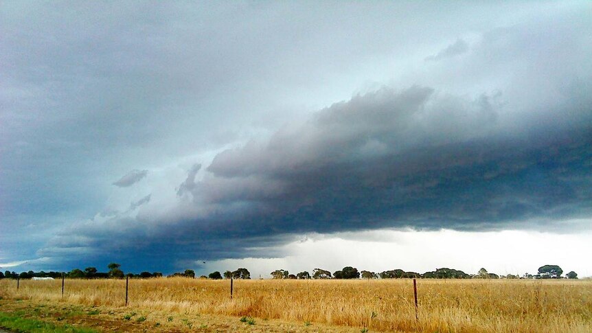 Storm clouds approach South Australia's Eyre Peninsula.