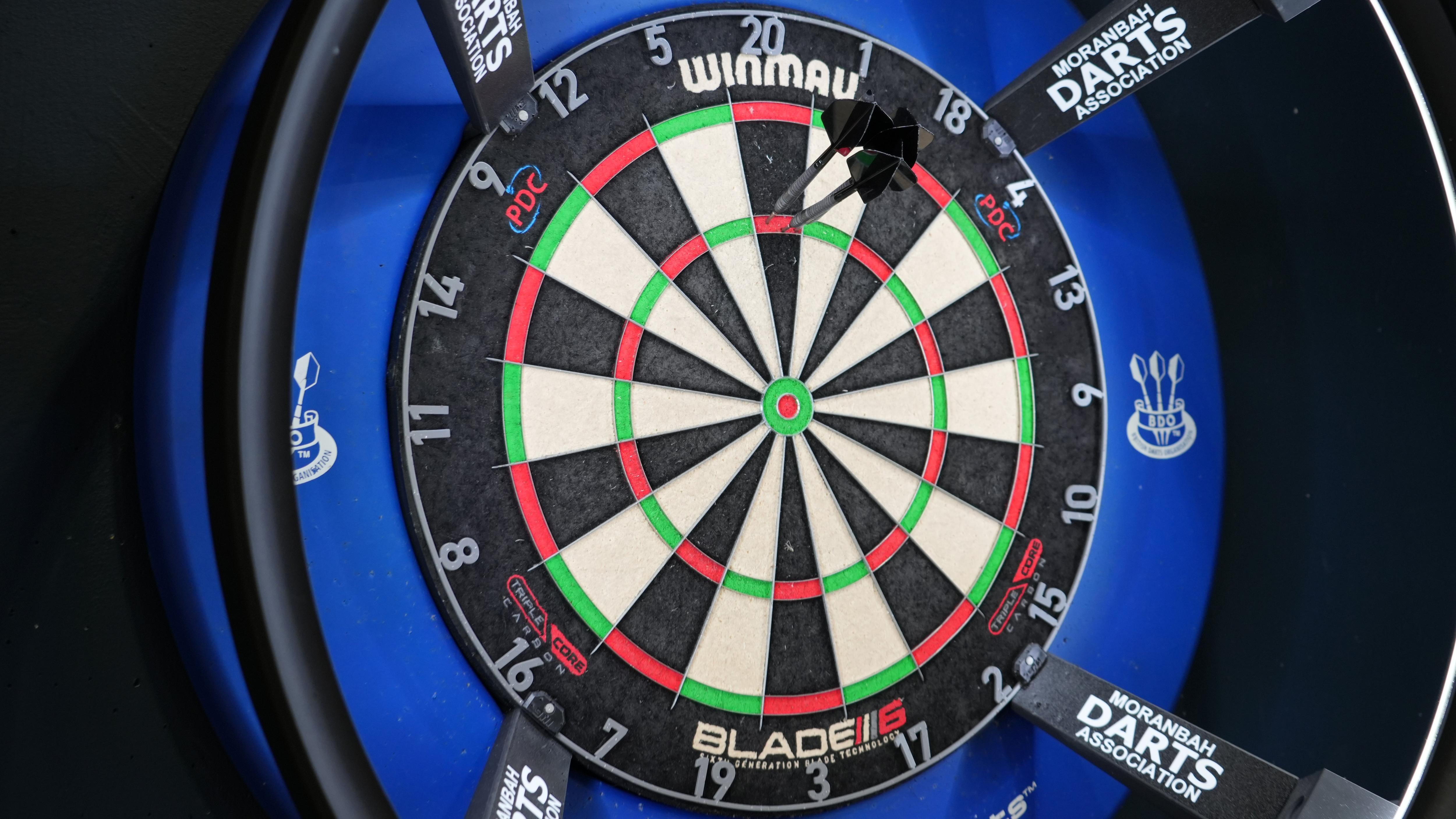 Close up of new dart under lights with frame